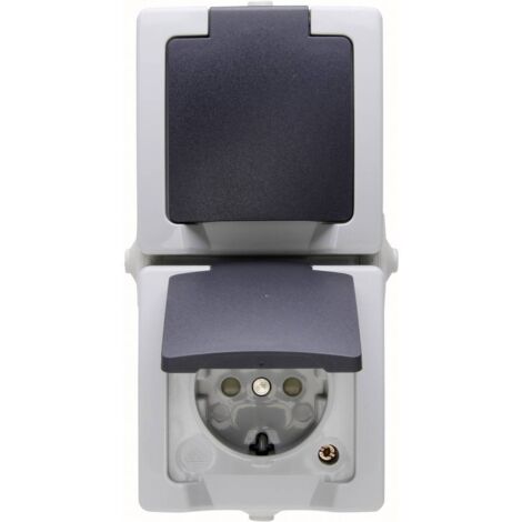 Kopp 136956008 Interruttore per ambienti umidi Presa schuko con coperchio ribaltabile Nautic Grigio 1 pz.