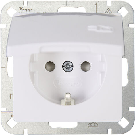 Kopp 1fach Einsatz Schutzkontakt-Steckdose mit Klappdeckel HK05 Arktis-Weiß 920802008 1 St.