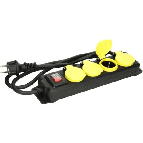 Kopp 223012002 Multipresa con interruttore 4 vie Giallo, Nero Schuko 1 pz.
