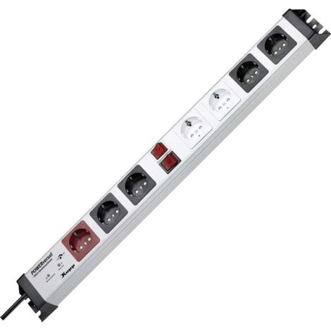 Kopp 227620016 Multipresa master / slave 7 scomparti Argento, Nero Schuko 1 pz.