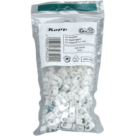 Kopp 345504087 Cavalier 345504087 Plage de Ø du faisceau 4 à 7 mm gris 100 pc(s) W597331