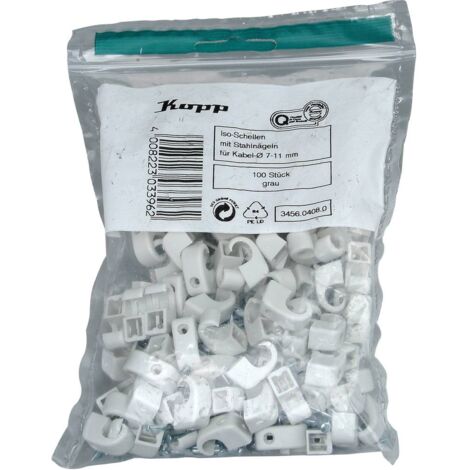 Kopp 345604080 Chiodino fissacavo 345604080 Intervallo Ø fascio 7 fino a 10 mm Grigio 100 pz.