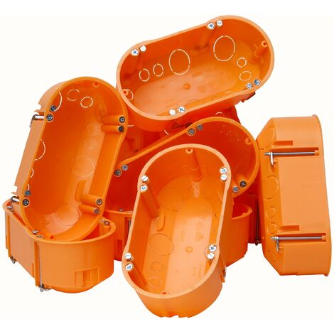 Kopp 352500001 – Scatola da incasso 2 moduli con doppia camera, isolante, profondità 47 mm, Arancione, 143 X 70 mm, 10 pezzi
