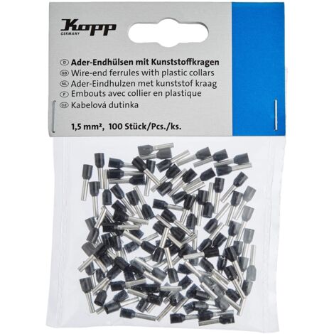 Kopp 354410090, Set di manicotti terminali con collare in plastica, 100 pz., 1,5 mm²