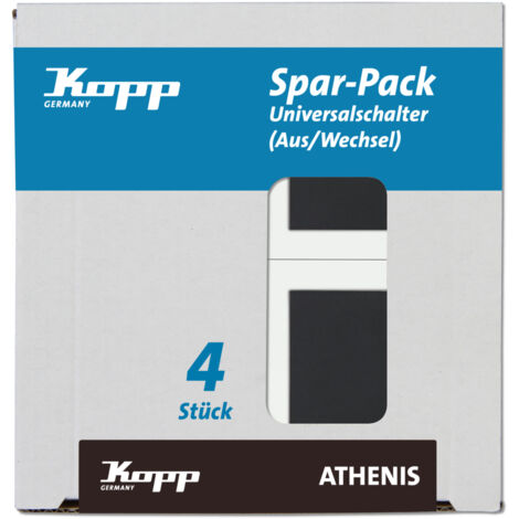 Kopp - ATHENIS – Profi-Pack: 4 Universalschalter (Aus-/Wechsel), Farbe: anthrazit - 589615055