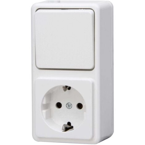 Kopp Aus-/Wechselschalter-Steckdosen Kombi Standard, arktisweiß, 108802007 Kombischalter