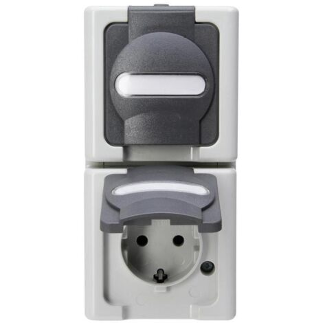 Kopp BLUE ELECTRIC 2-fach Steckdose SKR AP FR IP44 grau 131456008