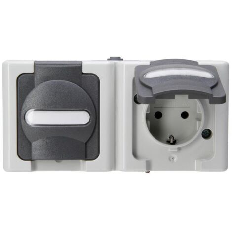 Kopp BLUE ELECTRIC 2-fach Steckdose WGR AP FR IP44 grau 131256002