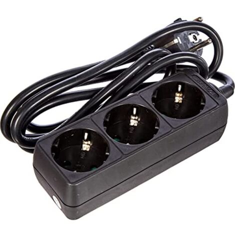 Kopp Ciabatta elettrica a 3 prese, con prese a 45°, con elevata protezione da contatto, con cavo da 1,4 m, H05VV-F3G1,5 mm², 16 A, 250 V, colore nero, 128615005
