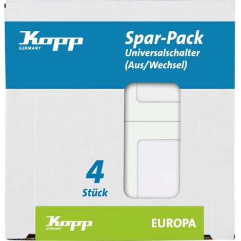 Kopp - EUROPA – Profi-Pack: 4 Universalschalter (Aus-/Wechsel), Farbe: arktisweiß - 617613086