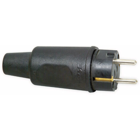 KOPP Gummi-Schutzkontaktstecker schwarz, IP44, bruchfest, gerade