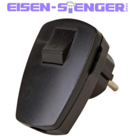 Kopp - Kunststoff-Schutzkontakt-Stecker, mit 2-poligem Wippenschalter, schwarz - 170405009