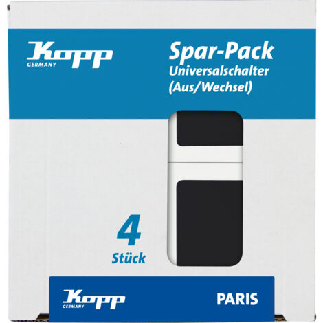 Kopp - PARIS – 4 Universalschalter, Aus-/Wechselschalter, Farbe: schwarz matt - 652650015