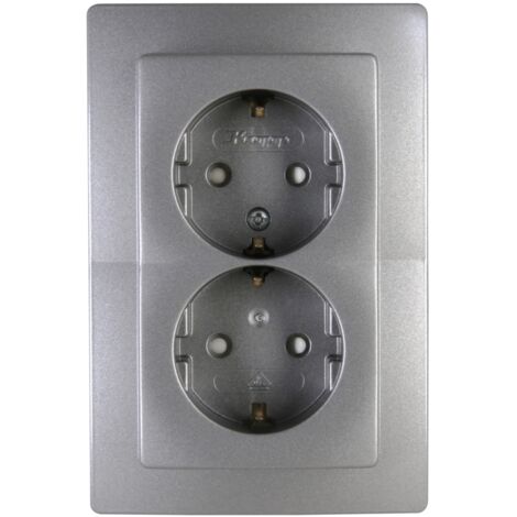 Kopp Schutzkontakt-Steckdose 2-fach Venedig, platin, 920943085 Kopp