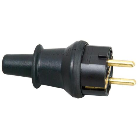 KOPP Schutzkontakt-Stecker 173016008 groß, mit Knickschutz, schwarz