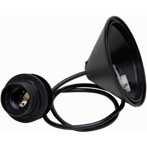 Kopp - Spago per paralume, 11 cm, baldacchino con scarico della trazione e ca. Wentronic 216905049 - Cavo H03VV-F2 x 0,75 mm2, attacco ISO E27 con anello di supporto, colore: nero, 55 cm