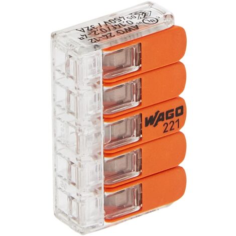 Kopp WAGO 33346428 - Morsetto a innesto 5 vie con Leva per Cavi flessibili riaperti: 5x0, 14-4 mm, 5x0.2-4 mm, 5xAWG24-12Cu, Contenuto 25 pezzi
