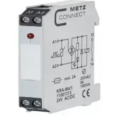 Koppelbaustein 24, 24 V/AC, V/DC (max) 1 Schließer Metz Connect 11061313  1 St.