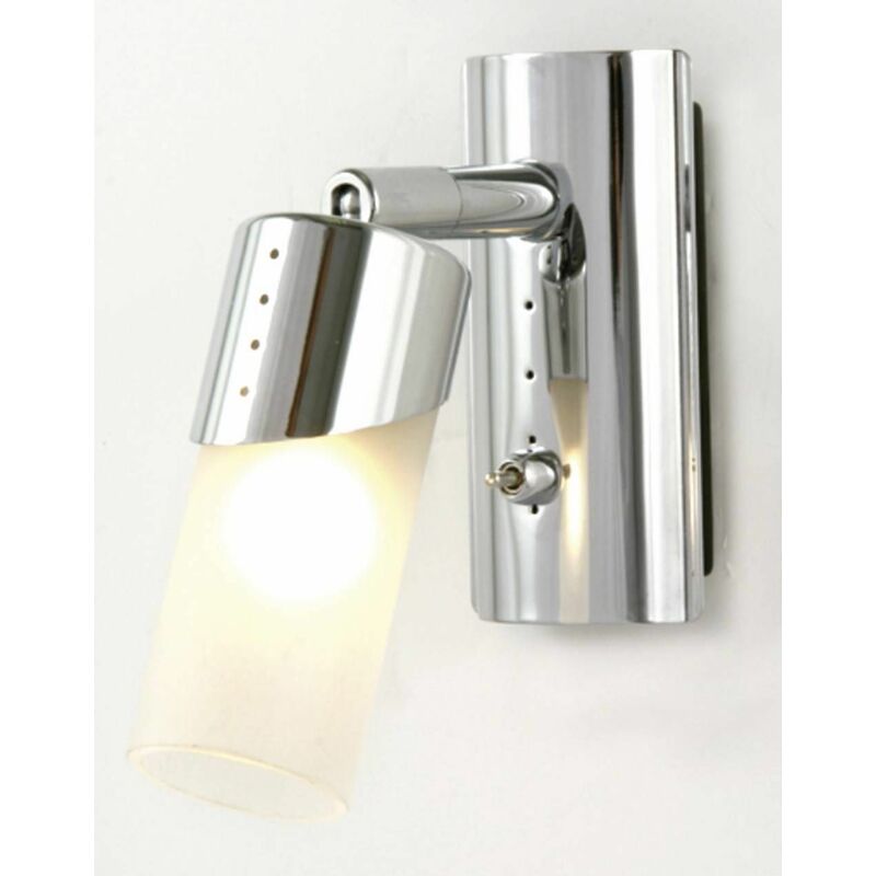 09diyas - Kopus wall light with switch 1 bulb polished chrome / frosted glass