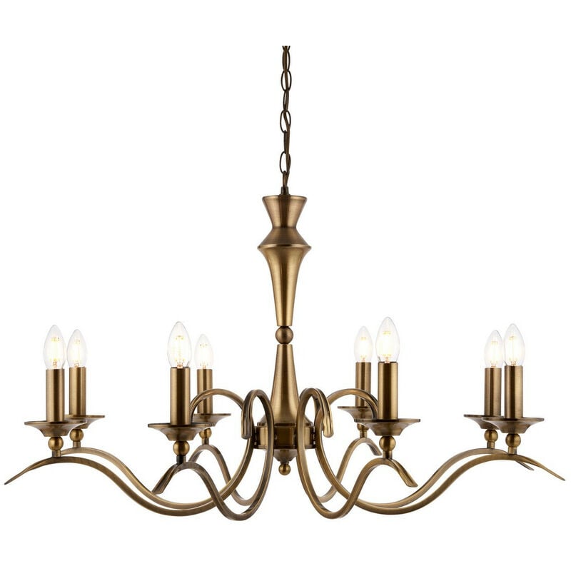 Kora - 8 Light Chandelier Antique Brass Finish, E14 - Endon