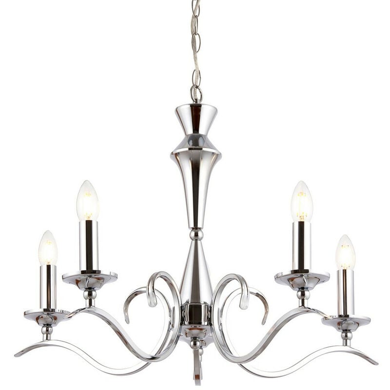 Kora - 5 Light Multi Arm Ceiling Pendant Candle Chrome, E14 - Endon