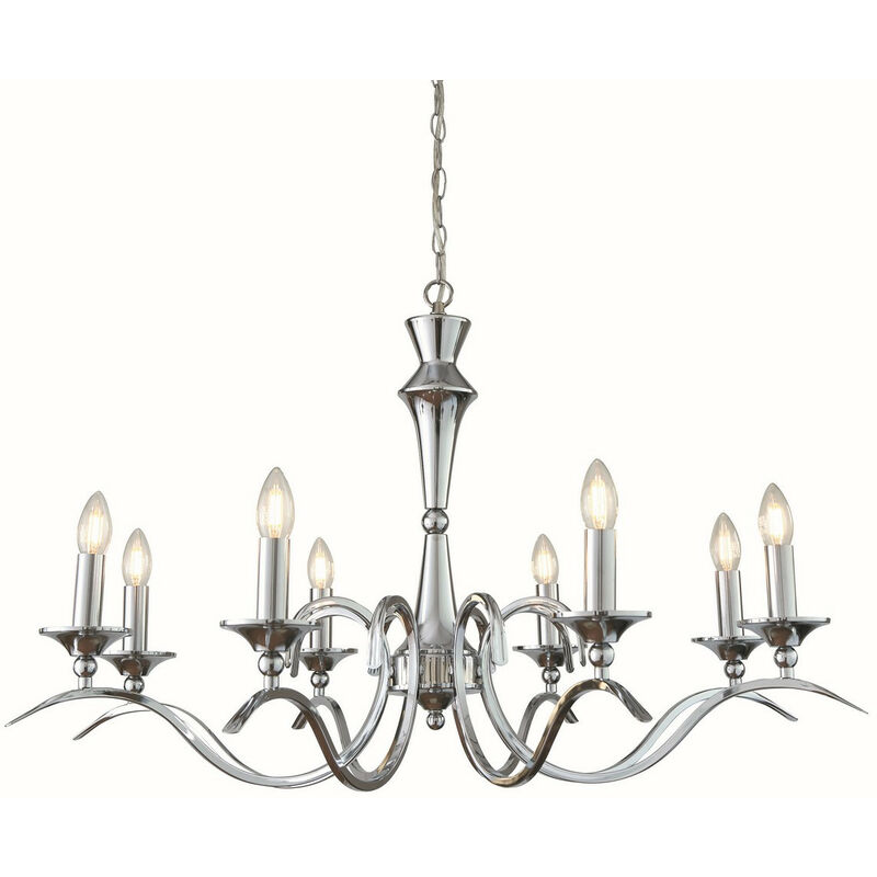 Kora - 8 Light Chandelier Chrome Finish, E14 - Endon