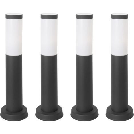 Koral (4 pezzi) Balise da Esterno per Giardino Resistente all'Acqua IP55. Colonna in Acciaio Inossidabile Grigio Urbano 23W. E27