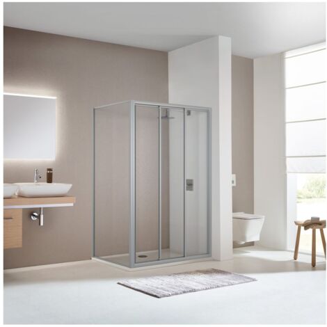 Koralle Schiebetür TwiggyTop DSTT 3 90 860-900x1850 silber matt Aquaperl transparent