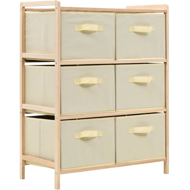 Korb-kommode Mit 6 Stoffkörben Zedernholz Beige Vidaxl