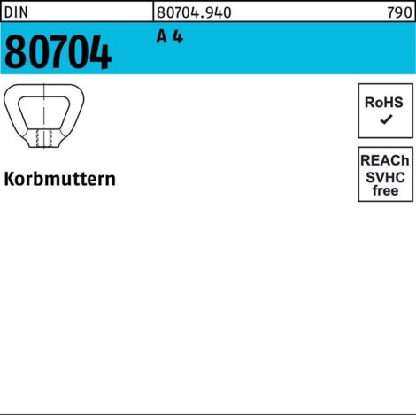 Korbmutter DIN 80704 M 16 A 4 5 Stück