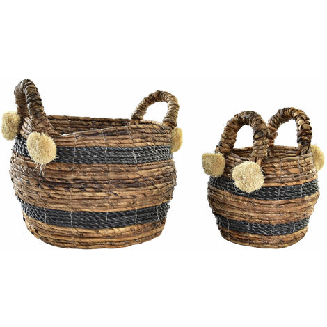 Korbsatz 2 Faser 31x31x33 Brown Fasermaterial Multicolor -Farbfamilienkörbe und Kisten Details