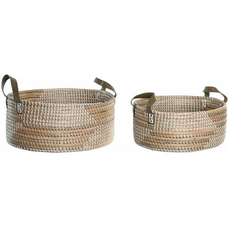 Korbset 2 Grassee PU 45x34x27 8 Naturgras PU Material Mehrfarbige Farbfamilienkörbe und Kisten Details