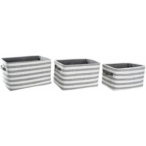 Korbset 3 Baumwolle 42x32x25 graues Baumwollmaterial Material mehrfarbiger Farbfamilienkörbe und Details Details