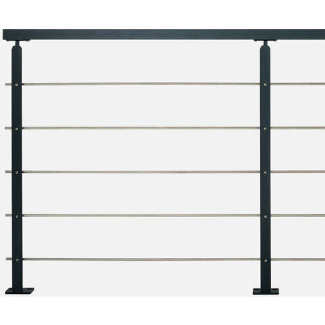 Kordo – Garde-corps prêt à poser 2m en acier noir – Kit complet pour installation intérieure – Dimensions hors tout L2000 H1011 mm