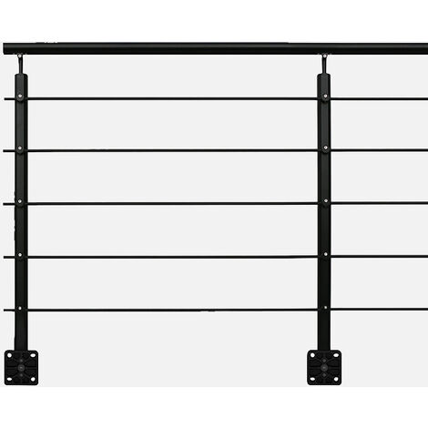 Kordo – Kit garde-corps prêt-à-poser 2m en aluminium noir – Installation facile – Norme NFP-012 – Pour mezzanine, terrasse et balcon