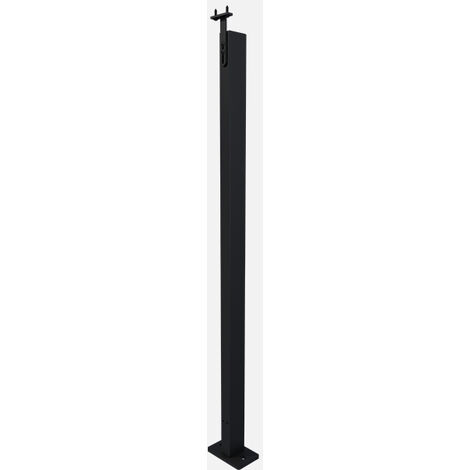 Kordo – Poteau de garde-corps en aluminium gris sombre RAL 7016 – Pose horizontale avec fixation à plat – Fabrication France – Normes NF P 01-012/013
