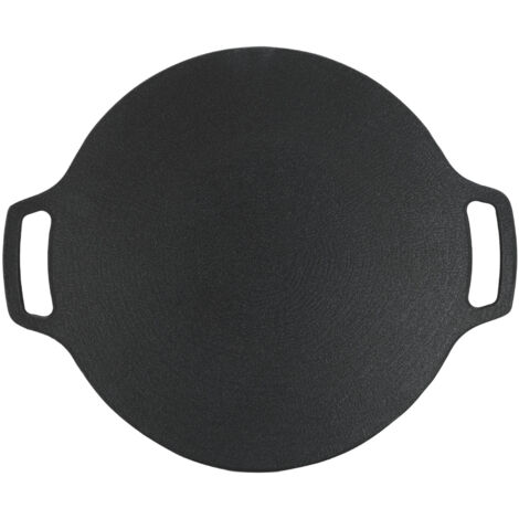Koreanische Grillpfanne mit 6-lagiger Antihaftbeschichtung für Gasherde, runde Grillplatte mit zwei Griffen für Grillabende und Camping, 36 cm / 14,2 Zoll