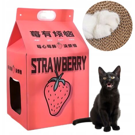 Koreanisches Katzenkratzbett aus Karton MILK CARTON STRAWBERRY JUICE