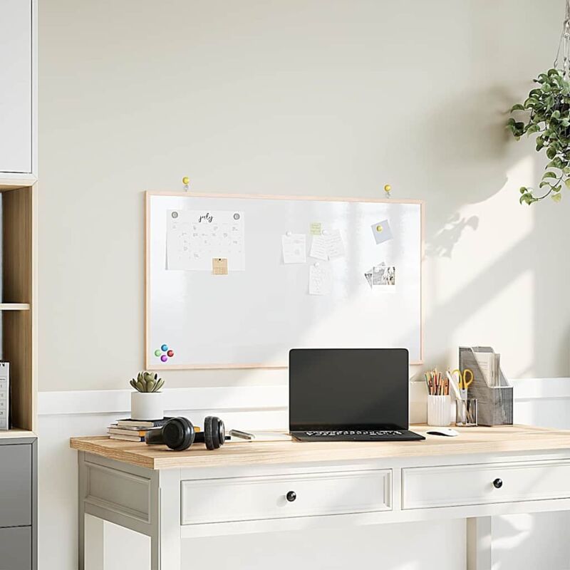 Magnetisches Whiteboard Mit Massivem Kiefernholzrahmen 100x55cm Vidaxl