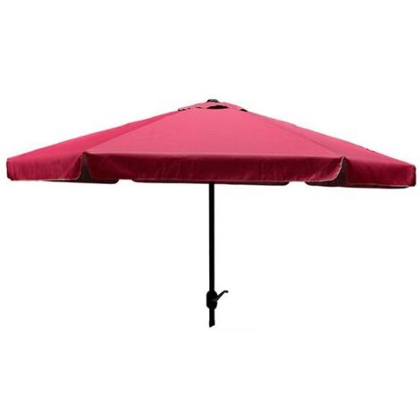 KORMAX parasol metal 48 mm manivela 3 m granate , Parasol metal 48 mm con manivela 300 cm granate. -Sombrilla de metal con estructura inoxidable y toldo circular de poliéster de co
