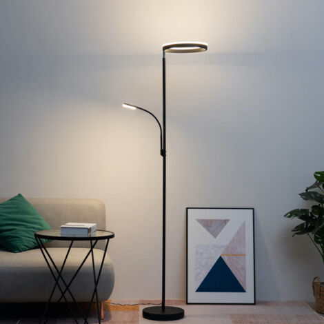 Kosilum – Lampadaire LED noir dimmable 180 cm – Finition mate en fer et aluminium – Éclairage puissant pour salon et chambre
