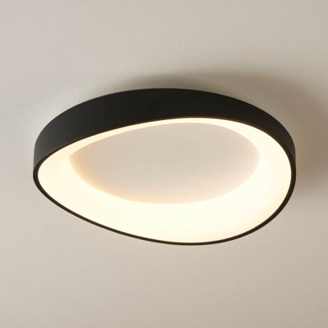 Kosilum – Plafonnier rond noir LED 52 cm – Lumière blanc chaud 3000K – Compatible variateur – Éclairage moderne minimaliste