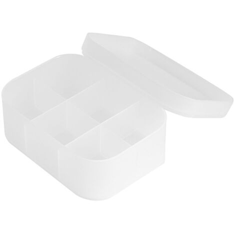 Kosmetik-Organizer aus mattiertem, transparentem Kunststoff mit Deckel, Make-up-Aufbewahrungsbox fürs Büro, klein, 6 Fächer