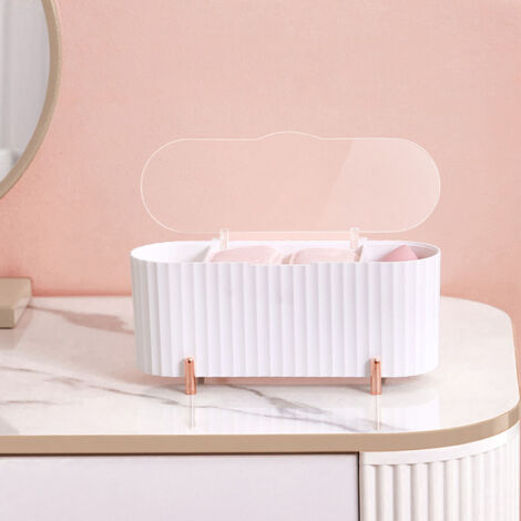 Kosmetik-Organizer aus transparentem Acryl mit Staubschutz für Wattepads und Schwämme