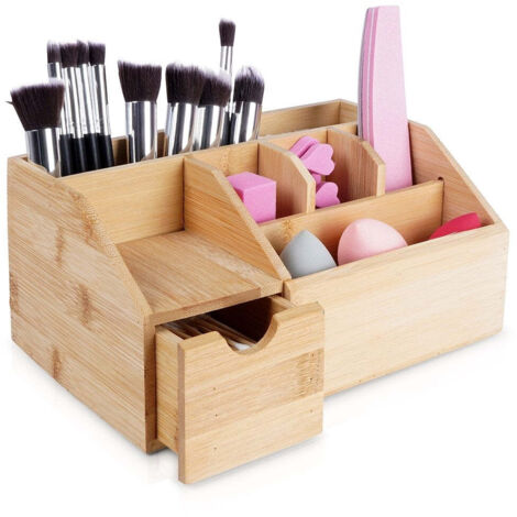 Kosmetik-Organizer, Bambus, natürliches Material, 24 x 15 x 11 cm