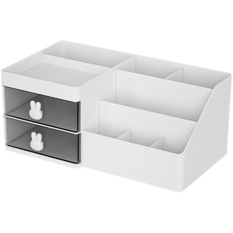 Kosmetik-Organizer mit Schubladen, große Kunststoffaufbewahrung für Kosmetik und Schmuck, weiße Präsentationsbox