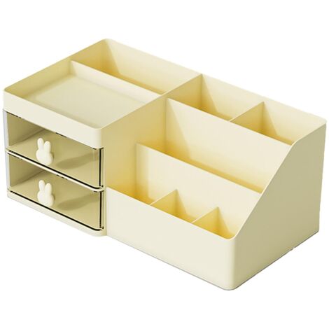 Kosmetik-Organizer mit Schubladen, große multifunktionale Kunststoffaufbewahrung für Kosmetik und Schmuck, gelbe Präsentationsbox