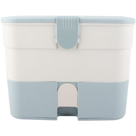 Kosmetikaufbewahrungsbox mit zwei Ebenen und großer Schublade, tragbar, für Nagellack, Blau