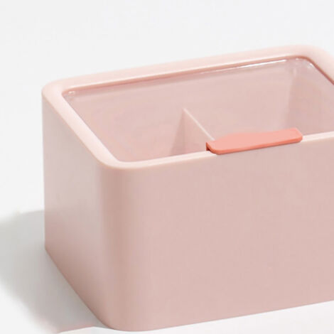 Kosmetikaufbewahrungsbox – Transparente Box mit Deckel, doppelwandig, großes Fassungsvermögen für Lippenstifte, Wattebällchen und Accessoires – Rosa Design für Büro oder Zuhause – 300 g, Kunststoff