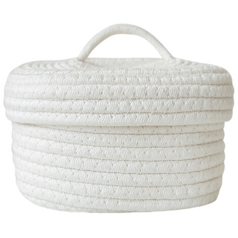 Kosmetikkorb mit Deckel – Klassisches Modell – Strapazierfähiger Baumwollstoff – Maße: 25 x 20 x 13 cm – Weiß oder Braun – 1 Stück